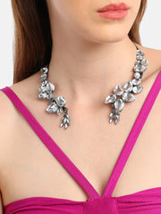 Silver Plated Party Designer Stone Choker Necklace