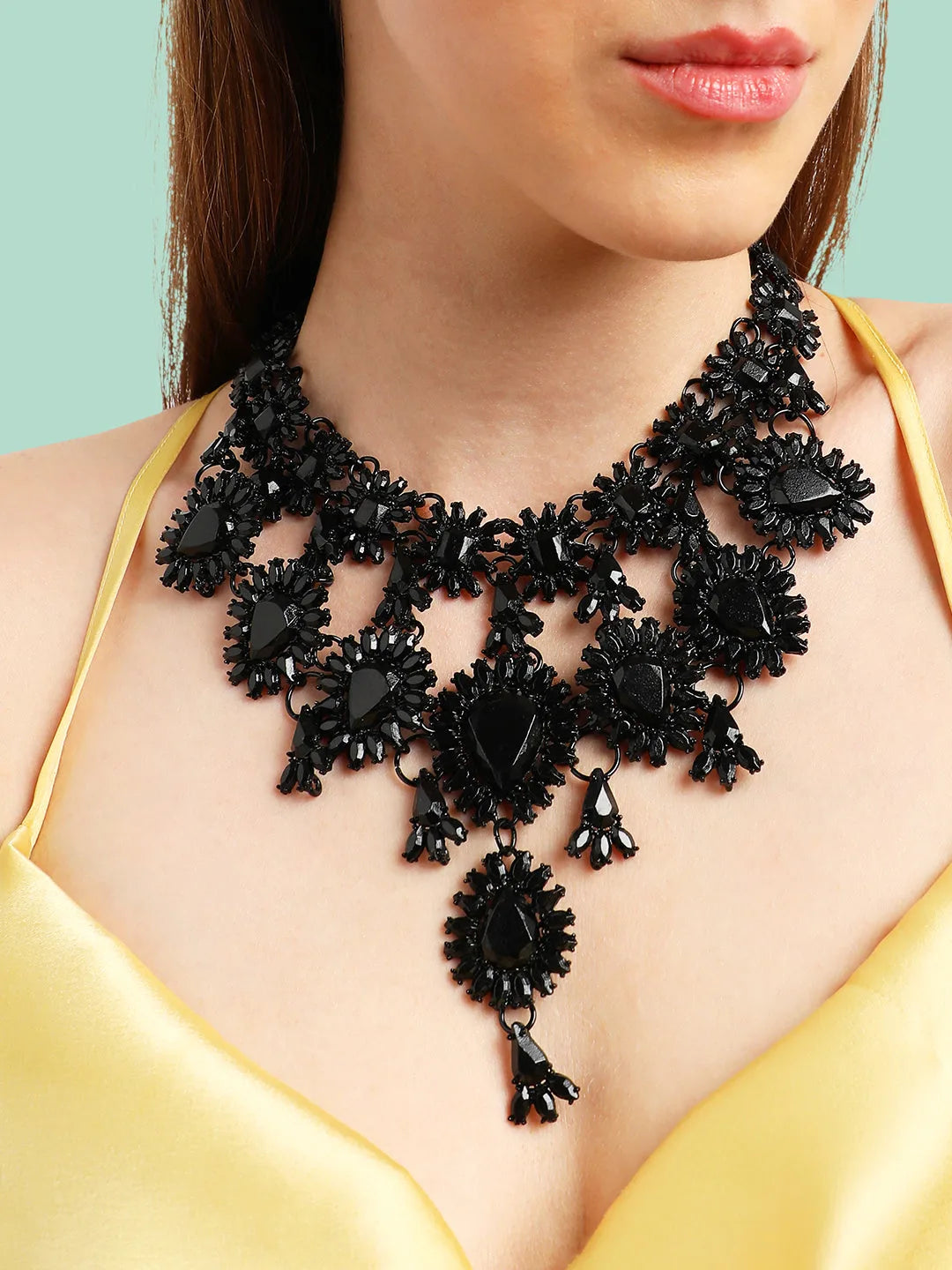 Gold Plated Party Designer Stone Statement Necklace