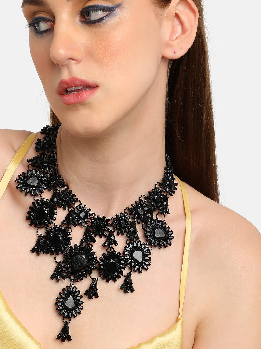 Gold Plated Party Designer Stone Statement Necklace