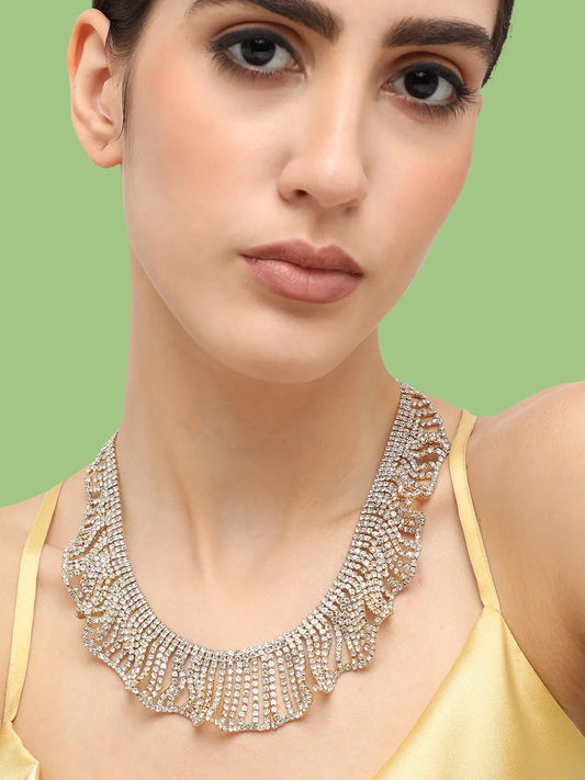 Gold Plated Party Designer Stone Statement Necklace