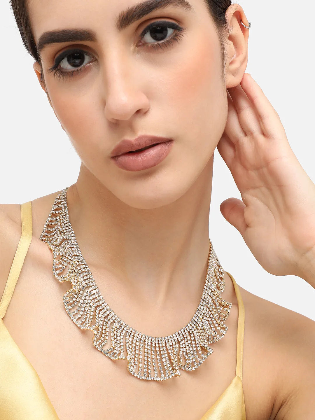 Gold Plated Party Designer Stone Statement Necklace