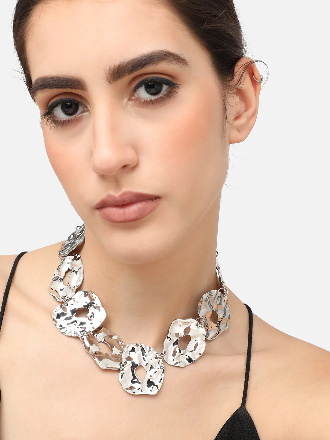 Silver Plated Party Designer Stone Statement Necklace