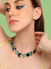 Silver Plated Party Designer Stone Statement Necklace