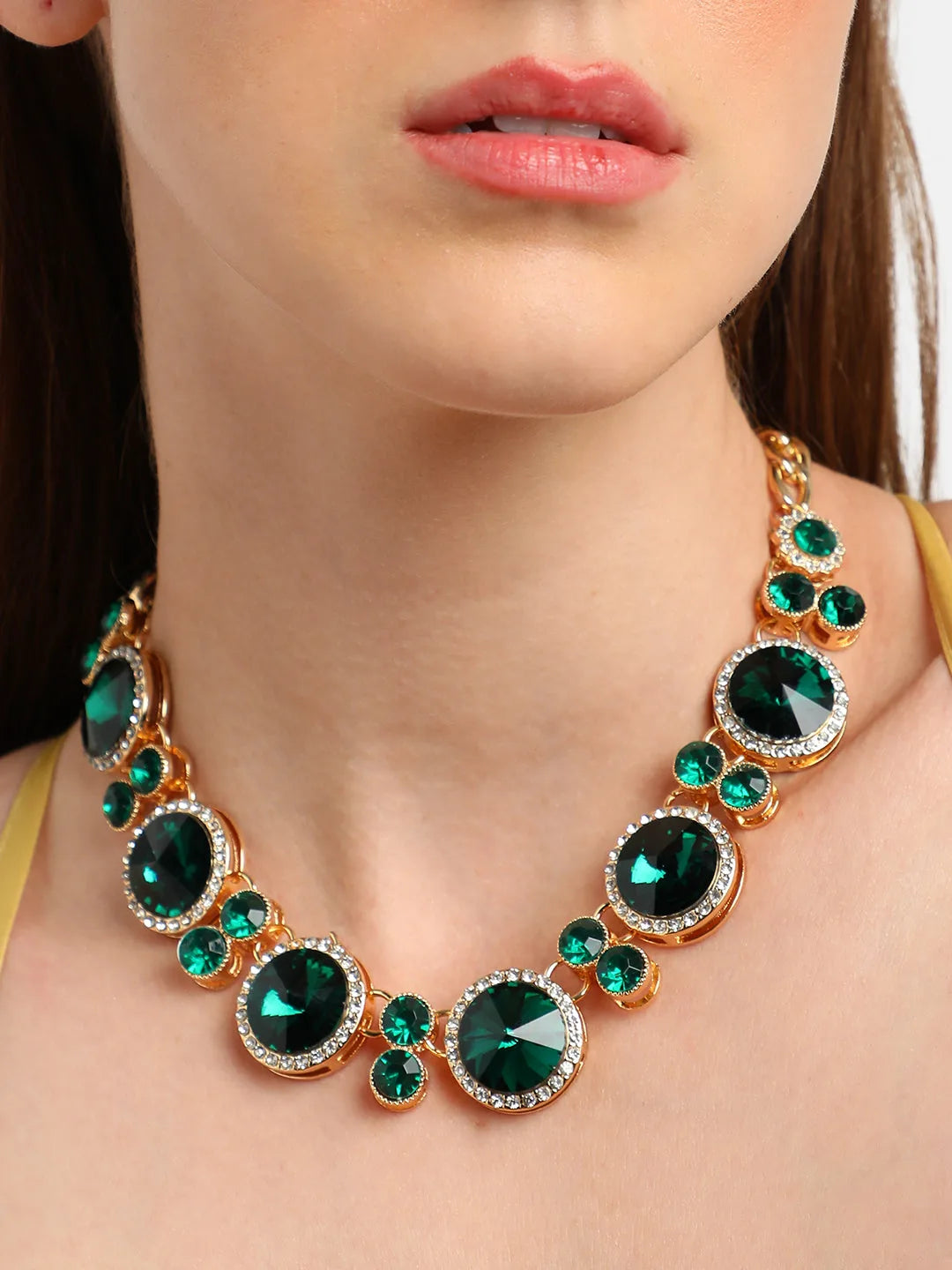 Silver Plated Party Designer Stone Statement Necklace