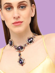 Gold Plated Party Designer Stone Statement Necklace