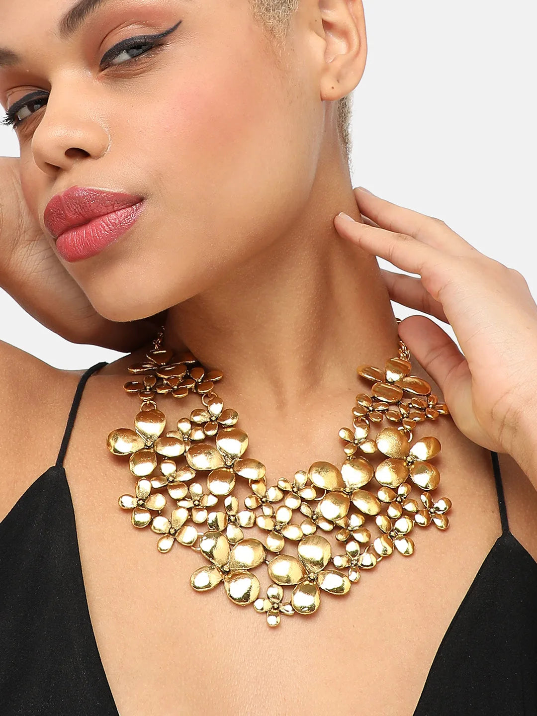 Gold Plated Party Designer Stone Statement Necklace