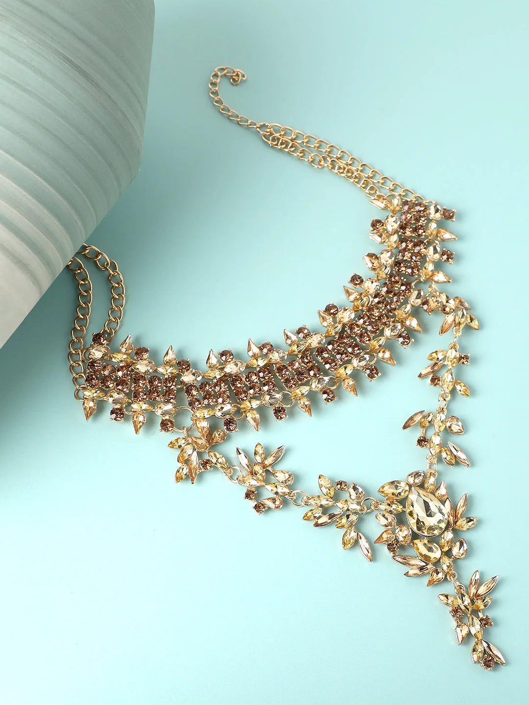 Gold Plated Party Designer Stone Statement Necklace