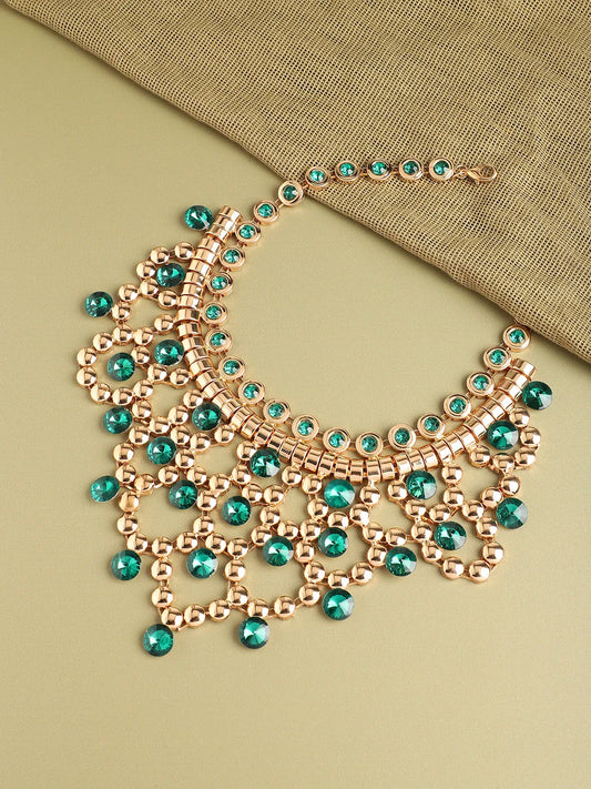 Gold Plated Party Designer Stone Statement Necklace