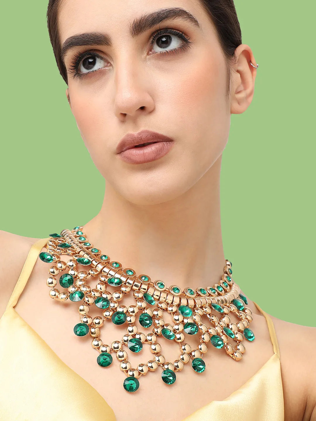 Gold Plated Party Designer Stone Statement Necklace