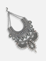 Silver Plated Party Designer Stone Statement Necklace For Women