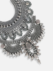 Silver Plated Party Designer Stone Statement Necklace For Women