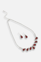 Silver Plated Designer Stone Party Necklace and Earring Set