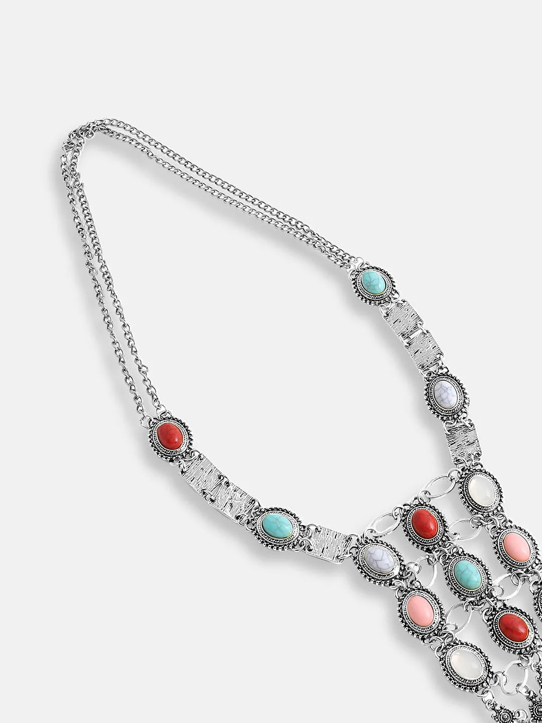 Silver Plated Designer Stone Party Necklace