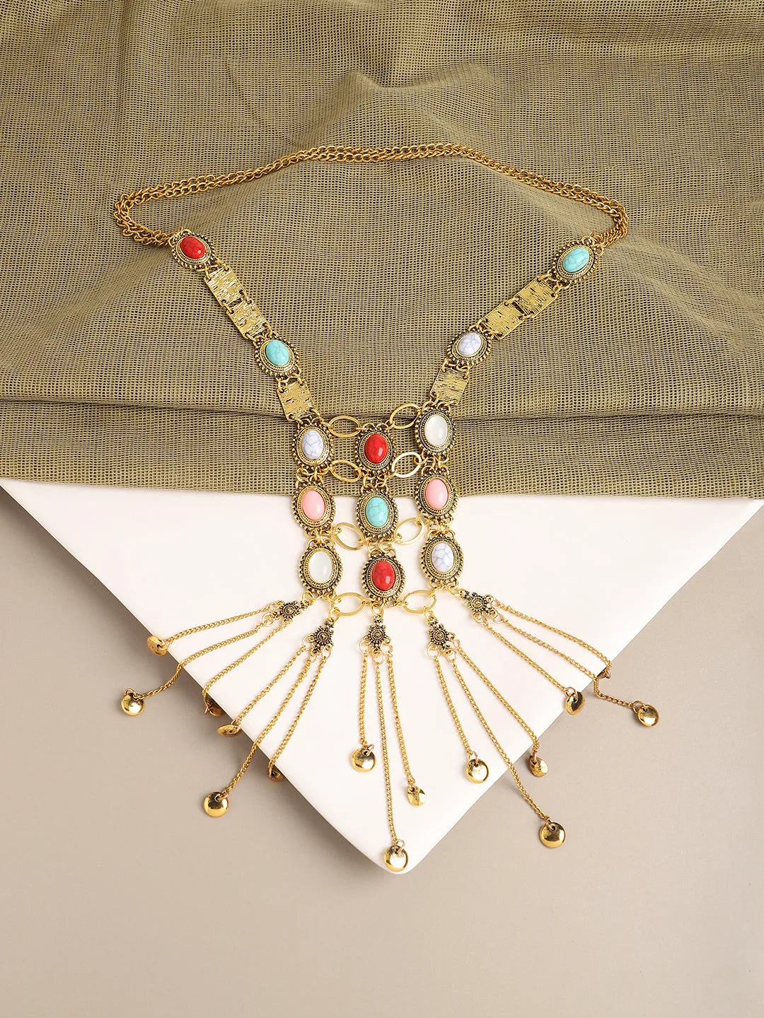 Gold Plated Designer Stone Party Necklace