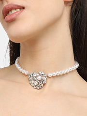 Silver Plated Pearls Party Necklace