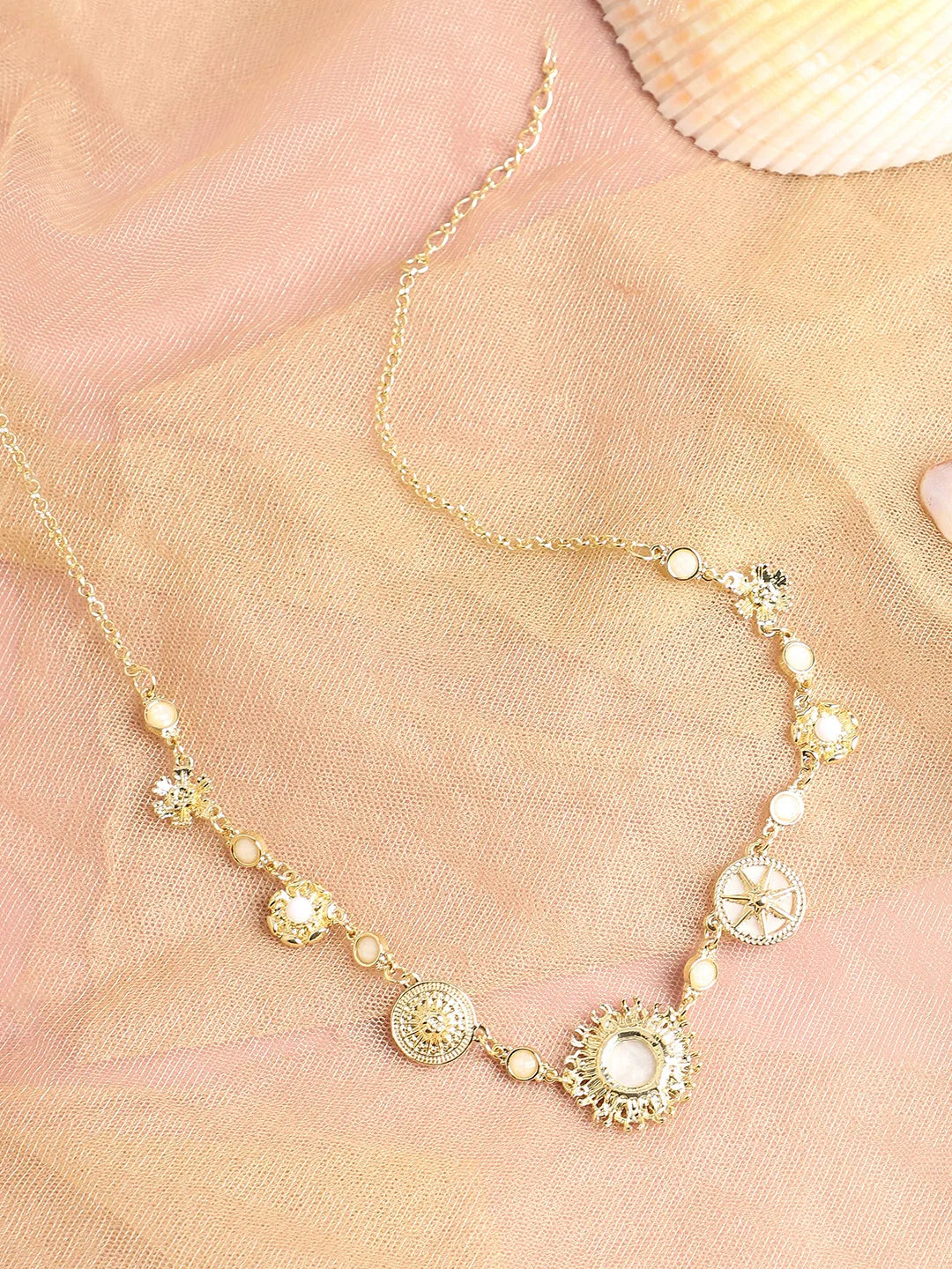 Gold Plated Designer Stone Party Necklace