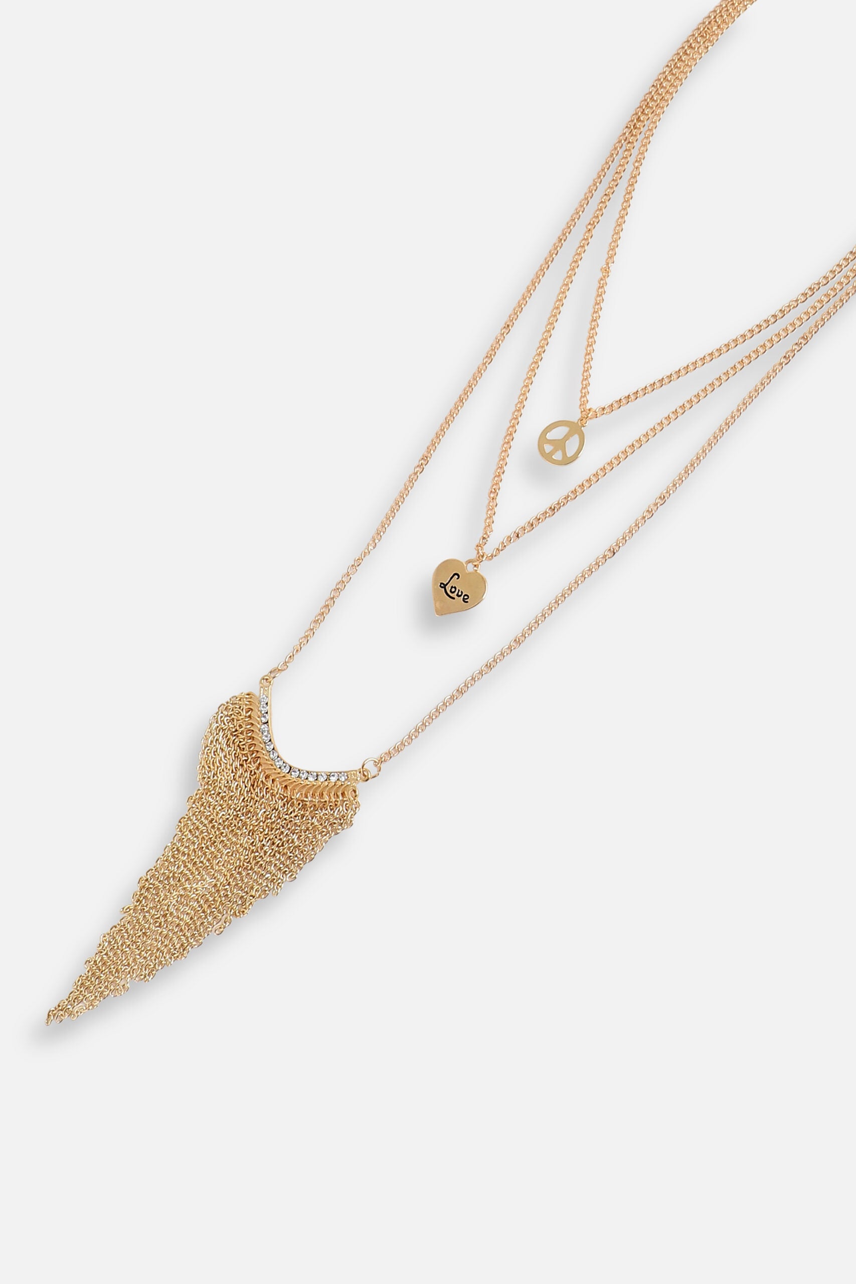 Set of 3 Gold Plated Designer Stone Party Necklace