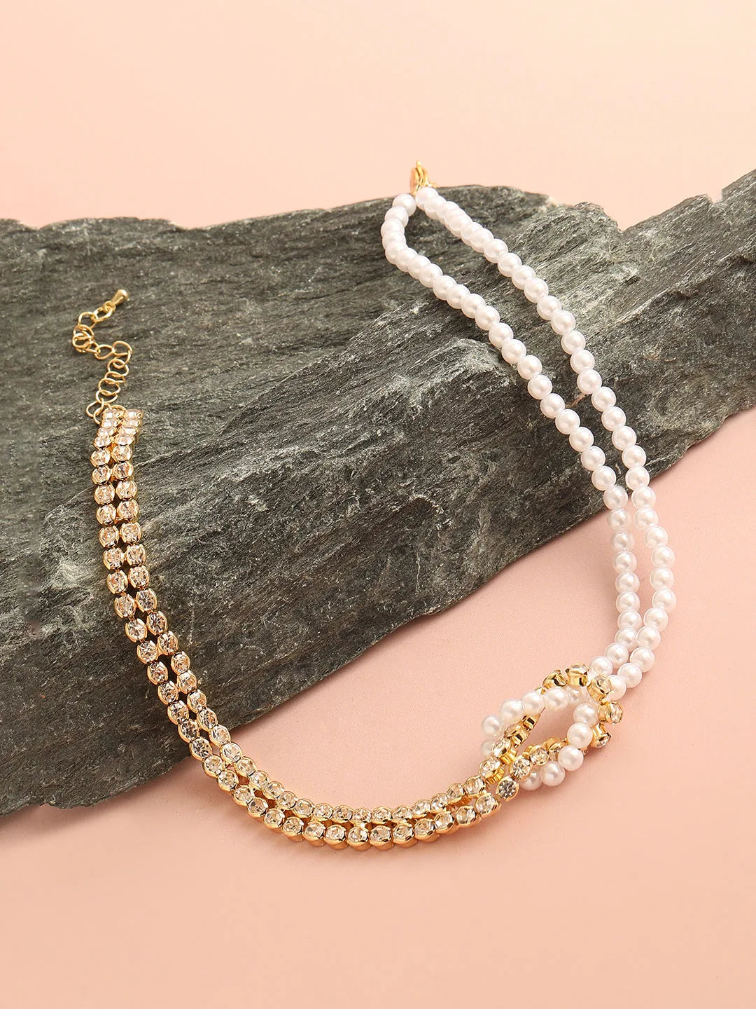 Gold Plated Party Pearls Layered Necklace