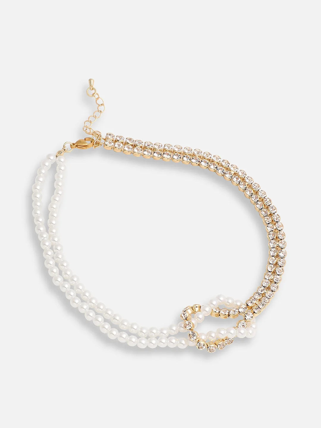 Gold Plated Party Pearls Layered Necklace