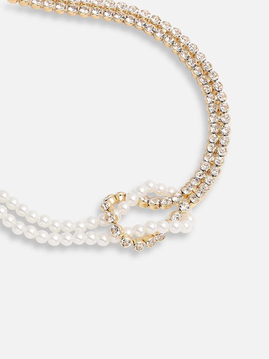 Gold Plated Party Pearls Layered Necklace