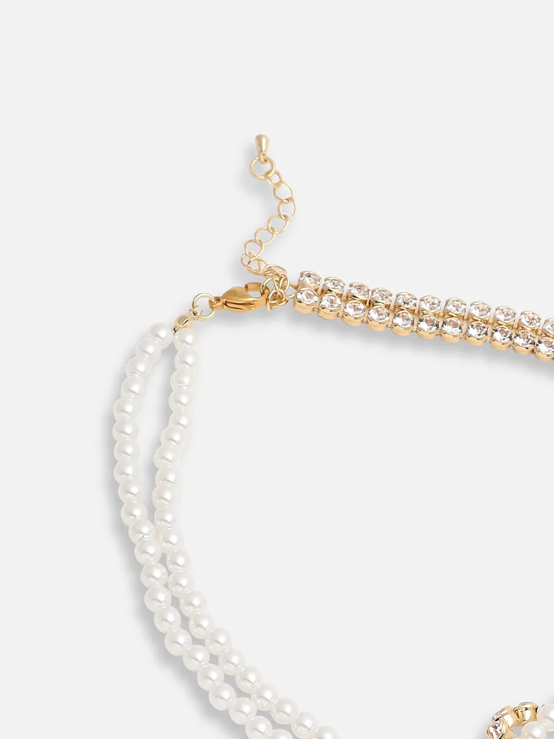 Gold Plated Party Pearls Layered Necklace