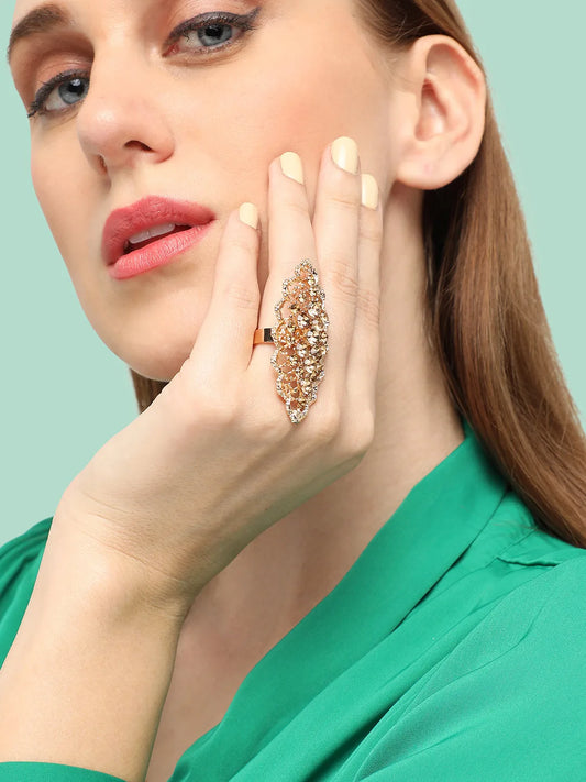 Gold Plated Party Designer Stone Ring