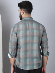 Cotton Blend Checked Casual Shirt for Mens