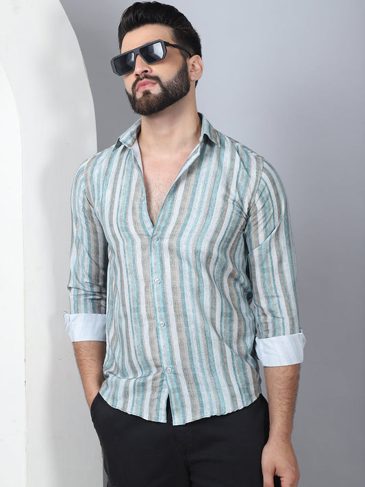 Striped Cotton Blend Casual Shirt For Men