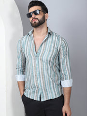 Striped Cotton Blend Casual Shirt For Men