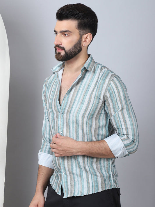 Striped Cotton Blend Casual Shirt For Men