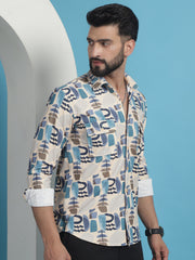 Men Printed Corduroy Cotton Shirt