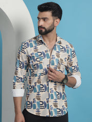 Men Printed Corduroy Cotton Shirt