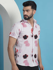 Pink Floral Printed Cotton Casual Shirt