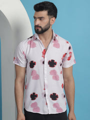 Pink Floral Printed Cotton Casual Shirt