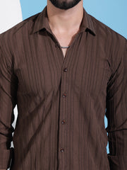 Brown Striped Casual Shirt for Mens.