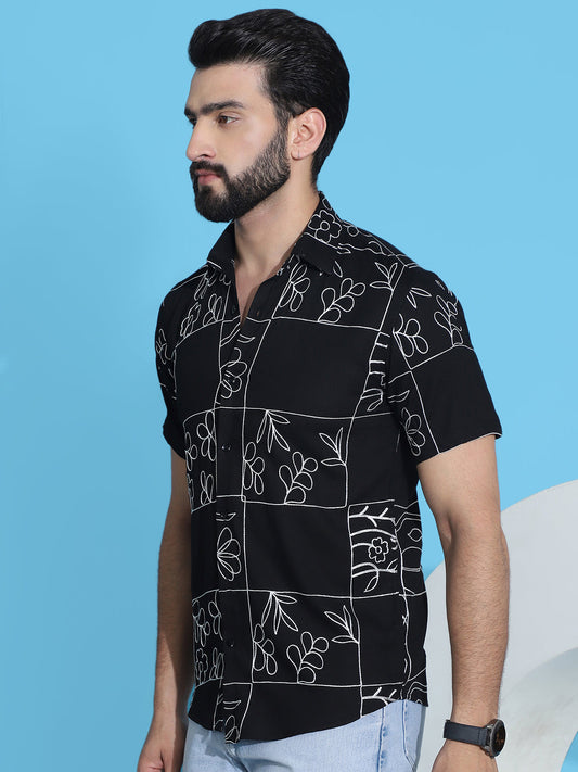 Embroidered Half Sleeve Cotton Shirt for Men