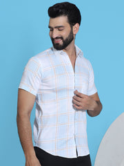 Checked Half Sleeve Cotton Shirt for Men