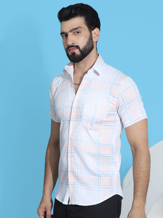 Checked Half Sleeve Cotton Shirt for Men