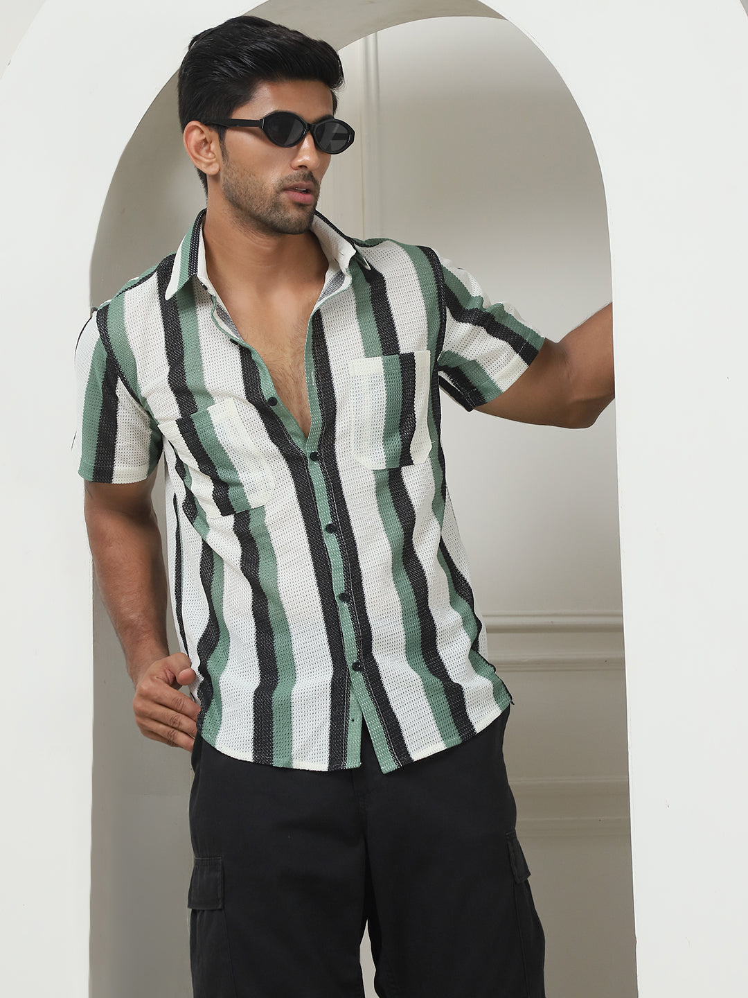 Striped Regular Fit Casual Shirt For Men