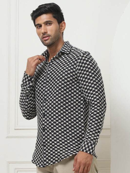 Woven Design Casual Shirt For Men