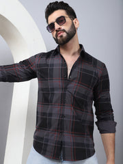 Men's Tartan Checked Cotton Casual Shirt