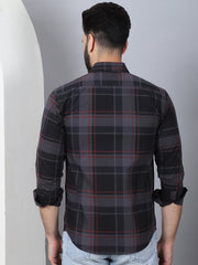 Men's Tartan Checked Cotton Casual Shirt