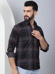 Men's Tartan Checked Cotton Casual Shirt