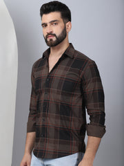 Men's Tartan Checked Cotton Casual Shirt