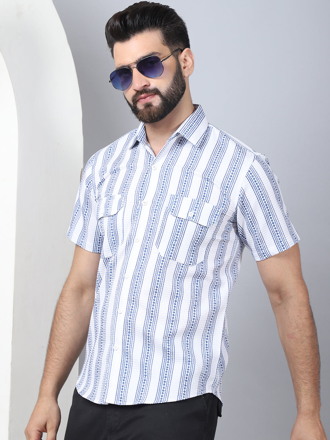 Men's Floral Printed Cotton Casual Shirt