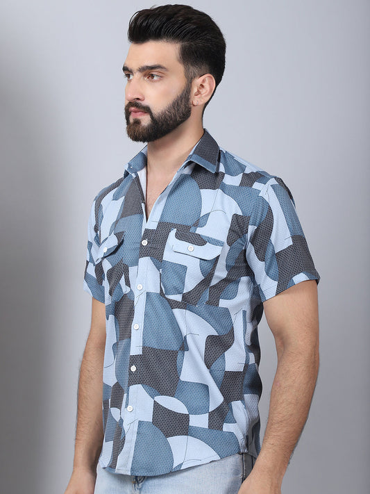 Men's Geometric Printed Cotton Casual Shirt