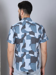 Men's Geometric Printed Cotton Casual Shirt