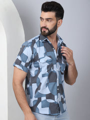 Men's Geometric Printed Cotton Casual Shirt