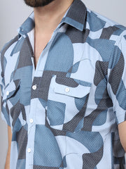 Men's Geometric Printed Cotton Casual Shirt