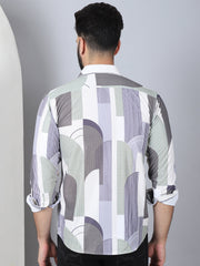 Abstract Printed Spread Collar Cotton Casual Shirt for Men